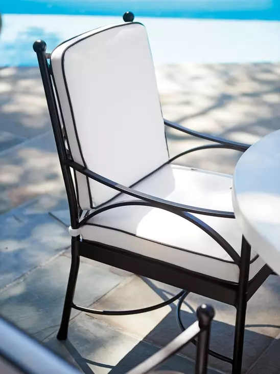 Pavlova Black and White Performance Fabric Outdoor Arm Chair