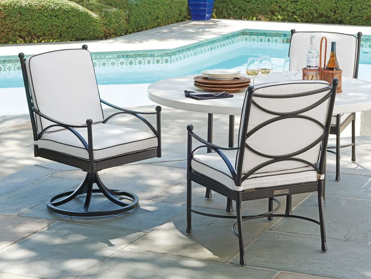 Pavlova Performance Fabric Outdoor Swivel Rocker Dining Chair - Thumbnail 4