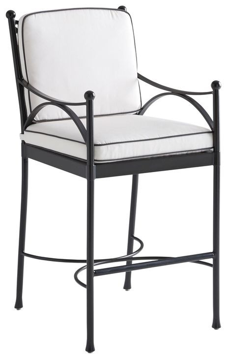 Pavlova White and Black Performance Fabric Outdoor Bar Stool