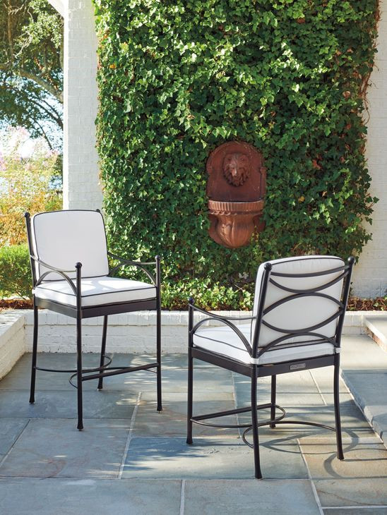 Pavlova White and Black Performance Fabric Outdoor Bar Stool