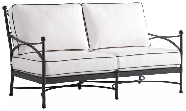 Pavlova Black and White Performance Fabric Outdoor 64" Loveseat