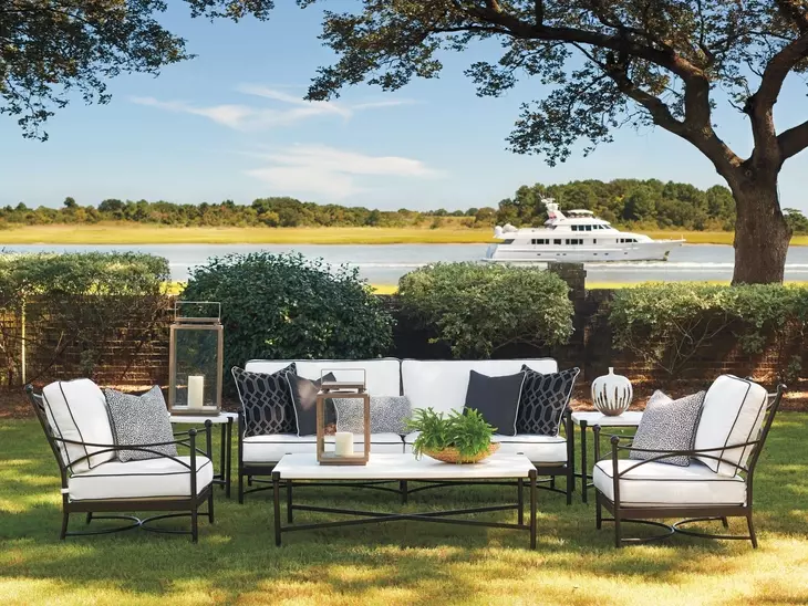 Pavlova Black and White Performance Fabric Outdoor Conversation Set