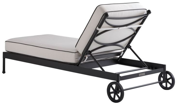 Pavlova Black and White Performance Fabric 77" Outdoor Chaise Lounge