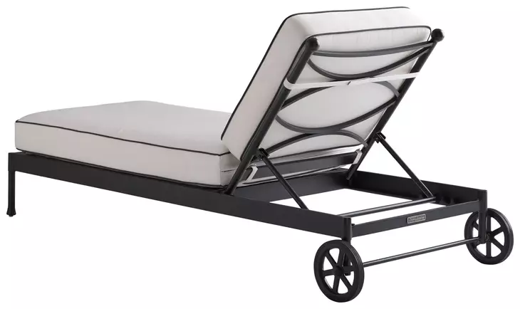 Pavlova Black and White Performance Fabric Outdoor 77" Chaise Lounge