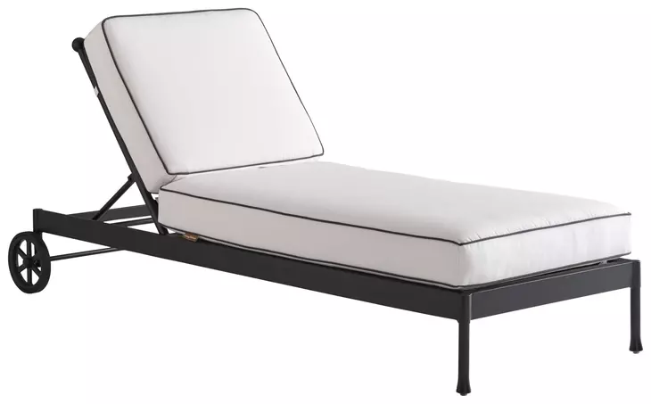 Pavlova Black and White Performance Fabric Outdoor 77" Chaise Lounge