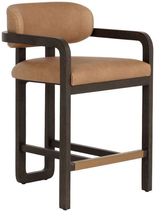 Cypress Ludlow Sesame Leather Upholstered Counter Height Stool