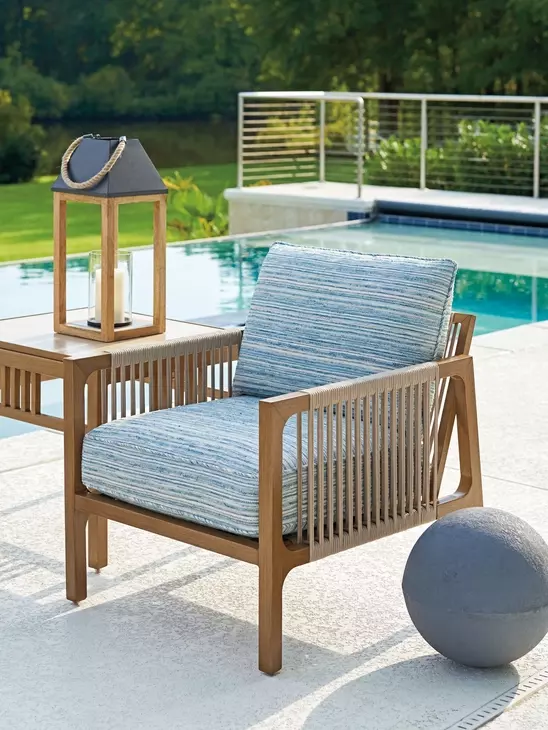 St Tropez Blue Upholstered Outdoor Lounge Chair