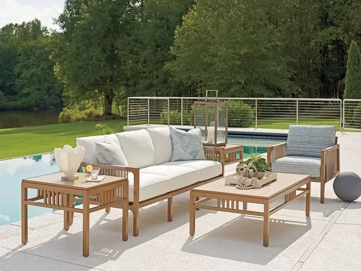 St Tropez Blue Upholstered Outdoor Lounge Chair
