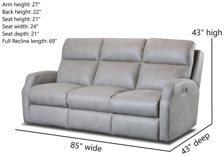 Kendall Telluride Stone 85" Triple Power Reclining Sofa with USB Charging