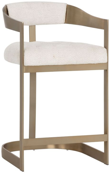 Beaumont Rhea Light Barley Performance Fabric Counter Height Stool