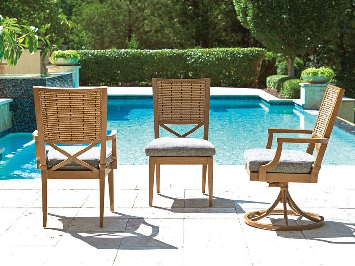 Los Altos Valley View Gray Upholstered Outdoor Swivel Rocker Dining Chair