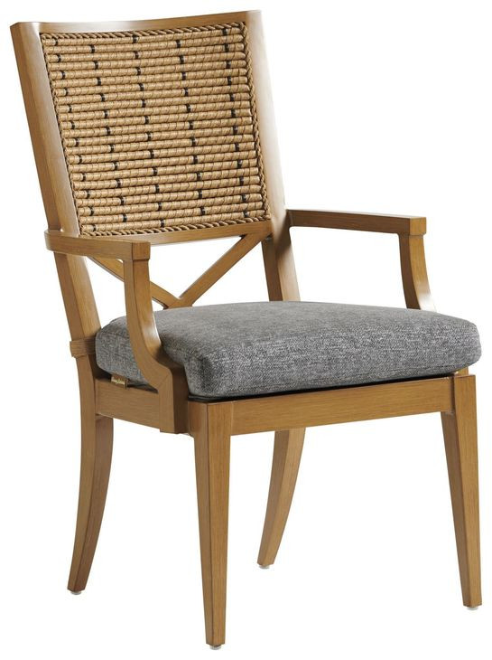 Los Altos Valley View Gray Upholstered Outdoor Arm Chair