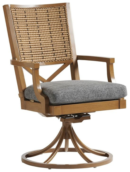 Los Altos Valley View Gray Upholstered Outdoor Swivel Rocker Dining Chair