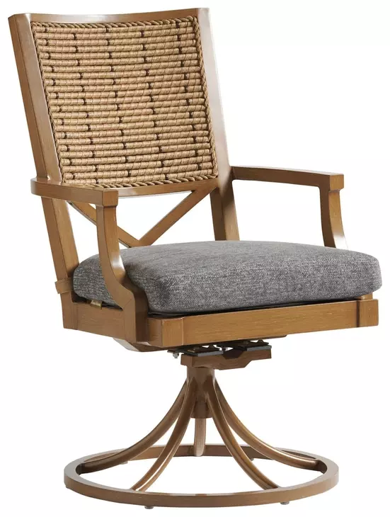 Los Altos Valley View Gray Upholstered Outdoor Swivel Rocker Dining Chair