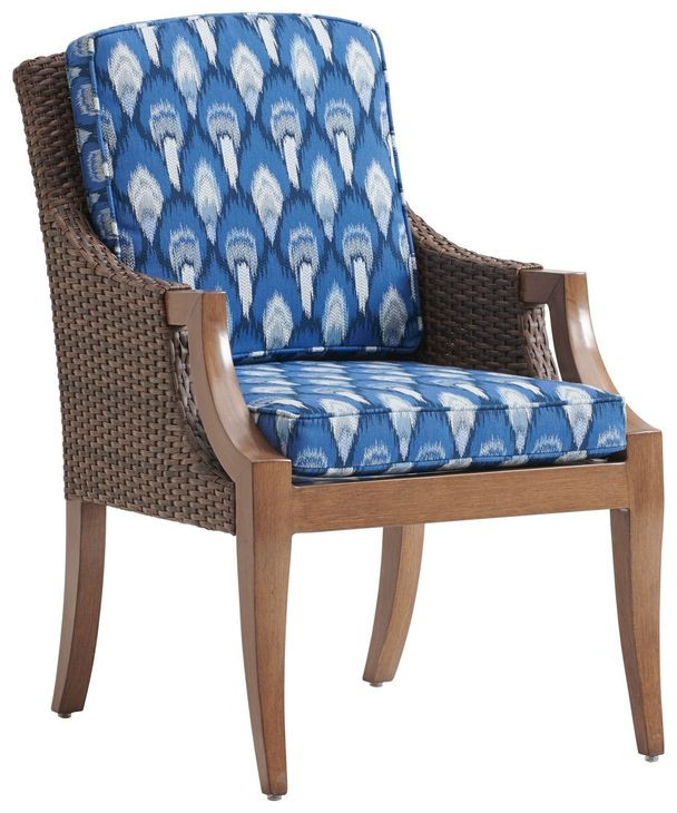 Harbor Isle Blue and White Upholstered Outdoor Arm Chair