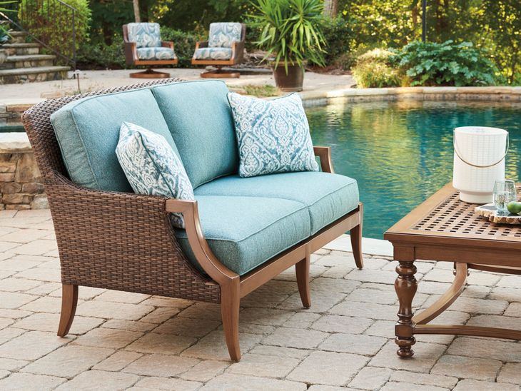 Harbor Isle Blue Outdoor Loveseat - Thumbnail 2