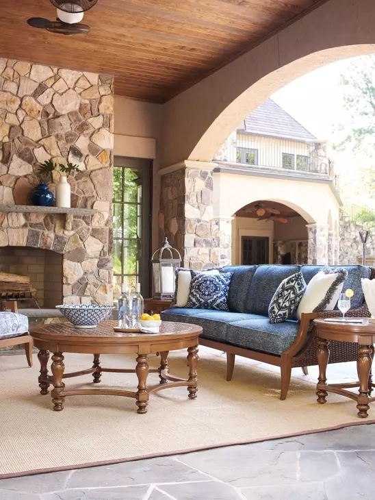 Harbor Isle Blue Outdoor 92" Sofa
