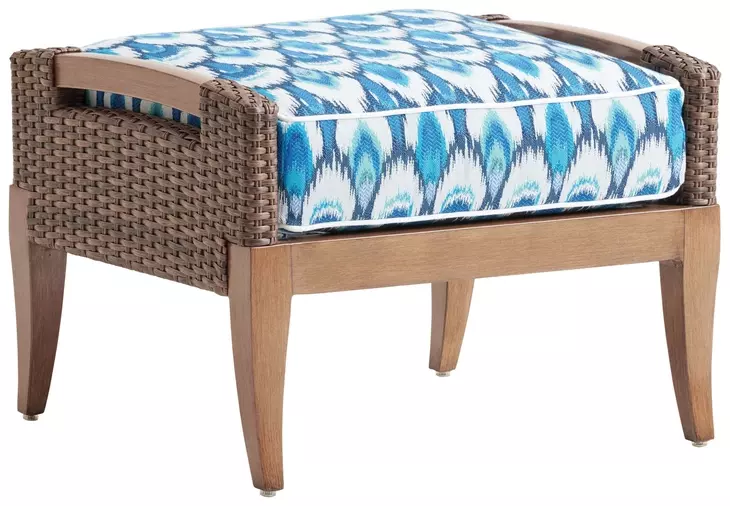 Harbor Isle White and Blue Upholstered Rectangular Outdoor Ottoman