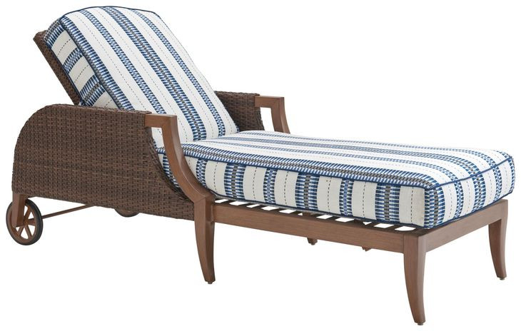 Harbor Isle Blue and White 82" Outdoor Chaise Lounge