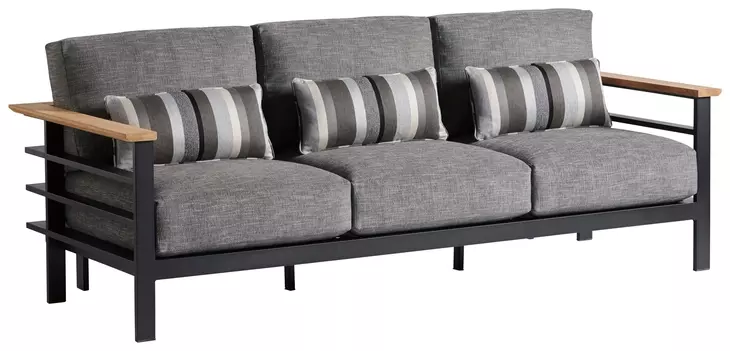 South Beach Gray Outdoor 89" Sofa with Pillows