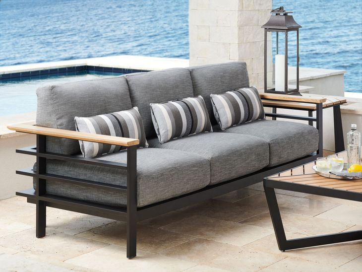 South Beach Gray 90" Outdoor Sofa - Thumbnail 3