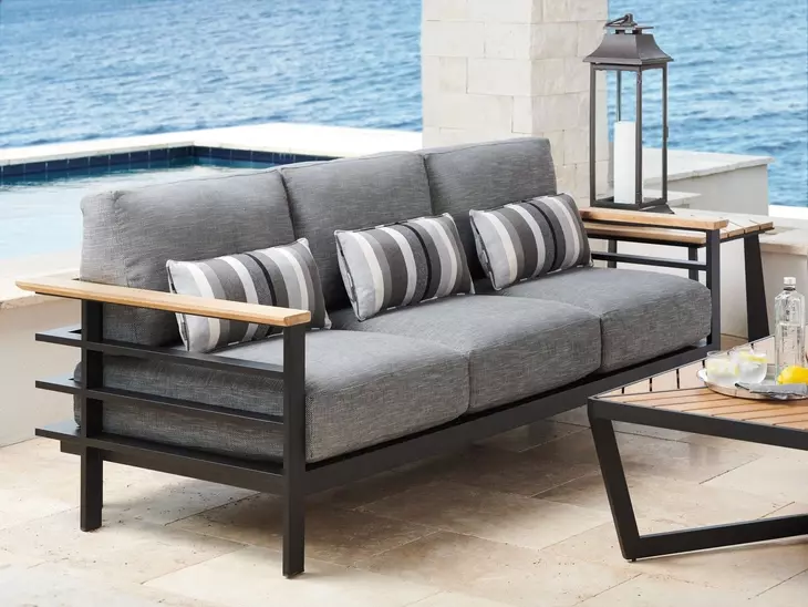South Beach Gray Outdoor 89" Sofa with Pillows