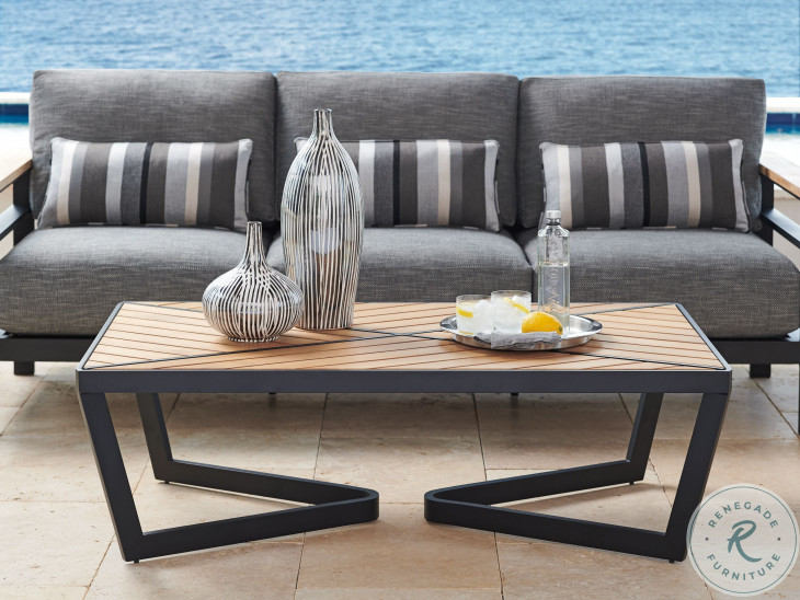 South Beach Dark Graphite Outdoor Rectangular Cocktail Table from Tommy ...