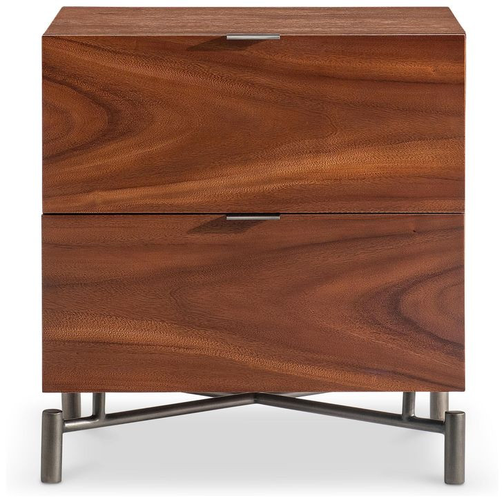 Brasea Lume and Tungsten 2 Drawer Small Nightstand with USB Charging