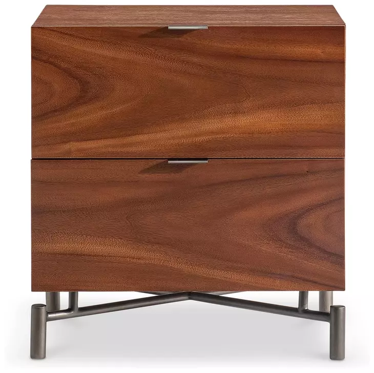 Brasea Lume and Tungsten 2 Drawer Small Nightstand with USB Charging
