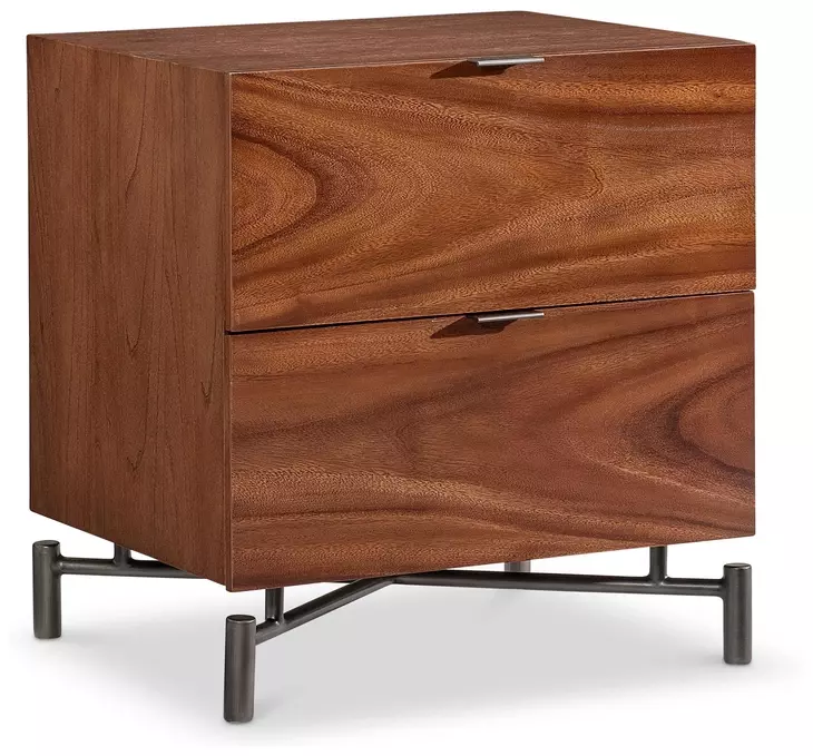 Brasea Lume and Tungsten 2 Drawer Small Nightstand with USB Charging