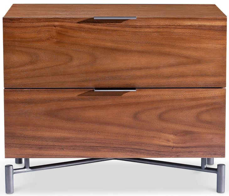 Brasea Lume and Tungsten 2 Drawer Large Nightstand with USB Charging