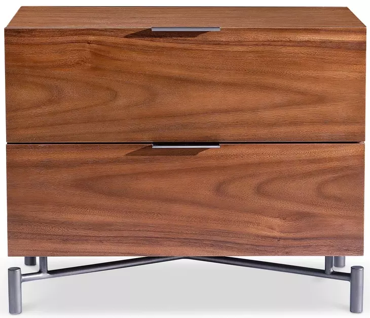 Brasea Lume and Tungsten 2 Drawer Large Nightstand with USB Charging