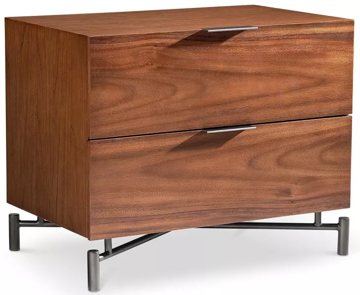 Brasea Lume and Tungsten 2 Drawer Large Nightstand with USB Charging