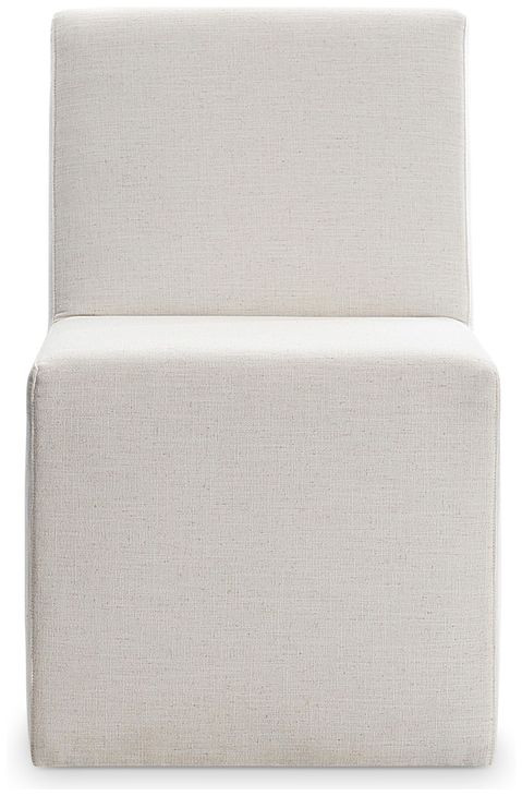 Brasea Beige Performance Fabric Upholstered Side Chair with Caster
