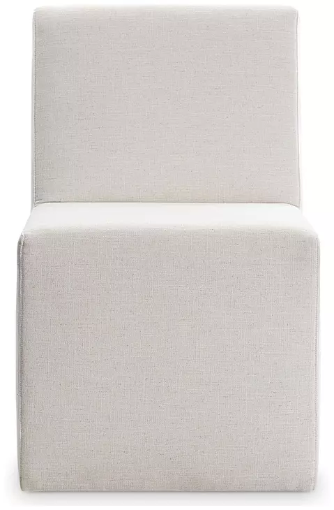 Brasea Beige Performance Fabric Upholstered Side Chair with Caster