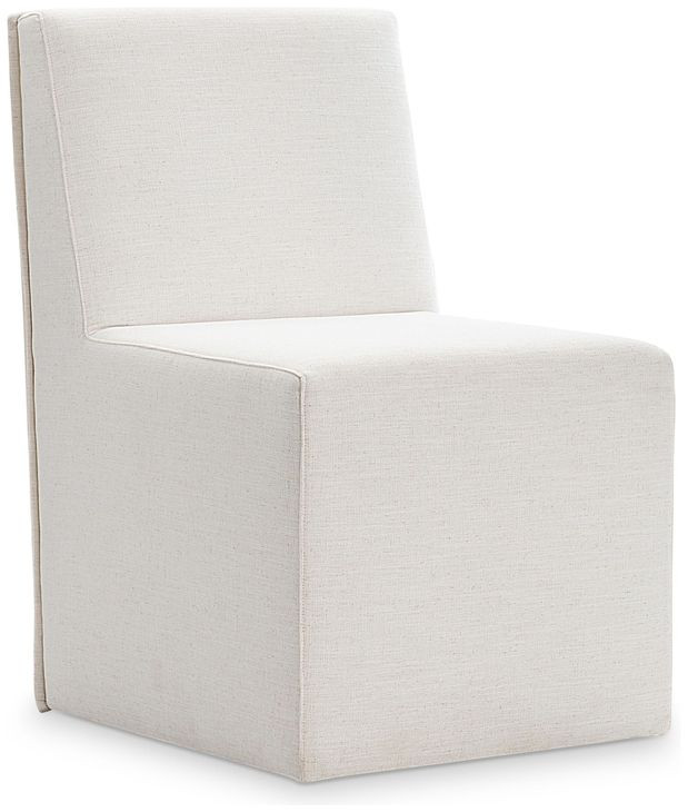 Brasea Beige Performance Fabric Upholstered Side Chair with Caster