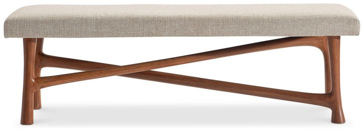 Brasea Beige Performance Fabric Upholstered Accent Bench