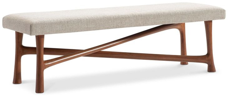 Brasea Beige Performance Fabric Upholstered Accent Bench