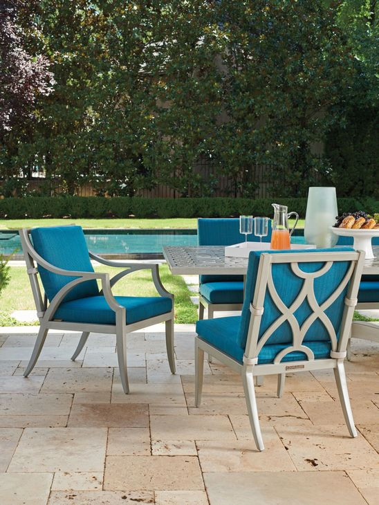 Silver Sands Blue Upholstered Outdoor Arm Chair