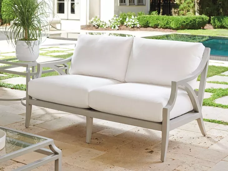 Silver Sands Beige Outdoor 60" Loveseat