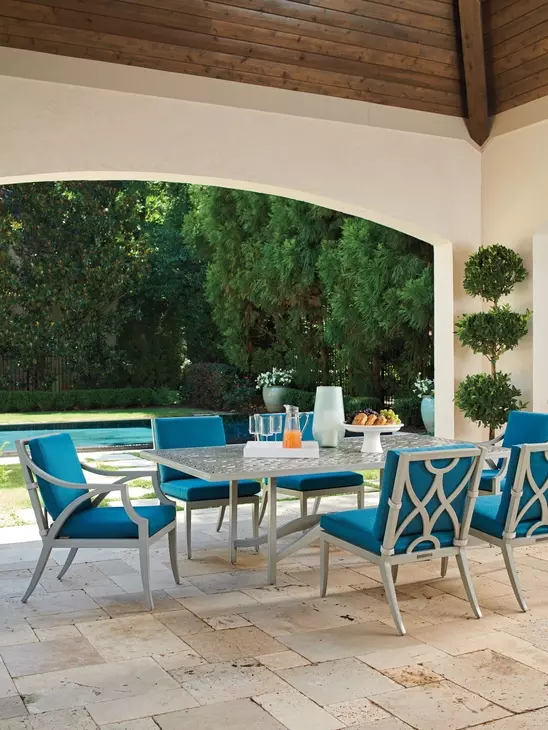 Silver Sands Blue Upholstered Outdoor Arm Chair