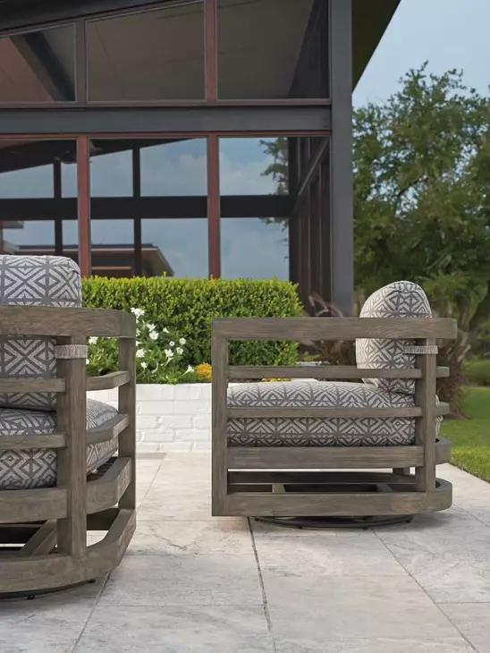La Jolla Gray Performance Fabric Outdoor Occasional Swivel Chair