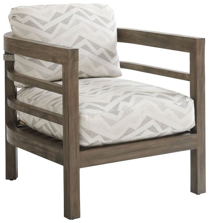 La Jolla Brown and White Performance Fabric Outdoor Lounge Chair