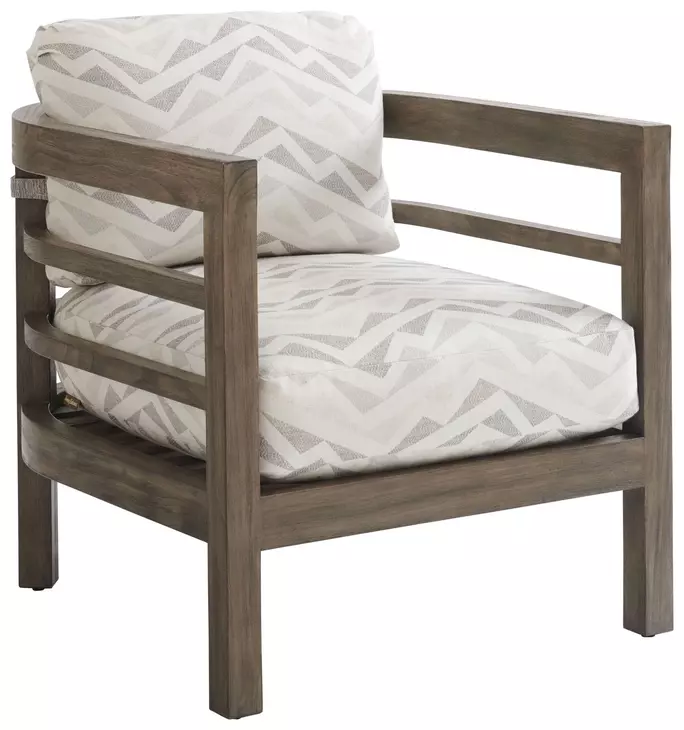 La Jolla Brown and White Performance Fabric Outdoor Lounge Chair
