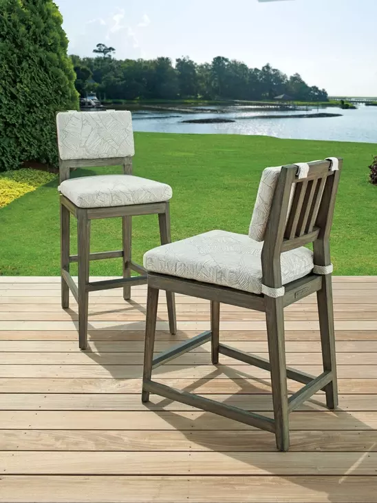 La Jolla Beige Performance Fabric Outdoor Bar Stool