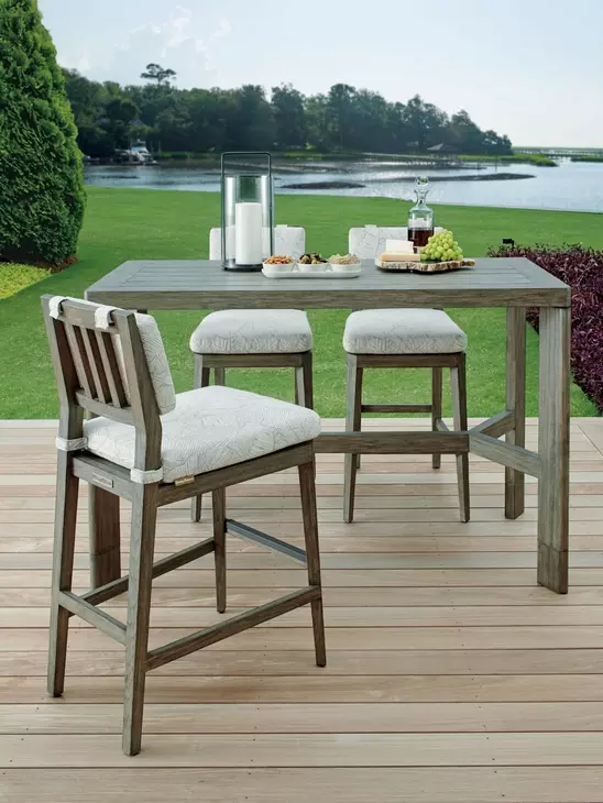 La Jolla Beige Performance Fabric Outdoor Bar Stool