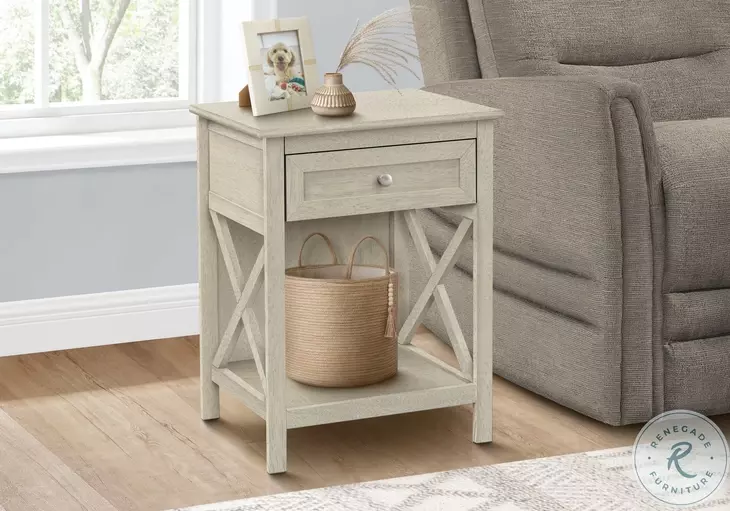 3984 Antique White 1 Drawer Accent Table