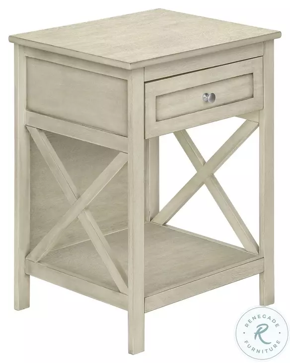 3984 Antique White 1 Drawer Accent Table