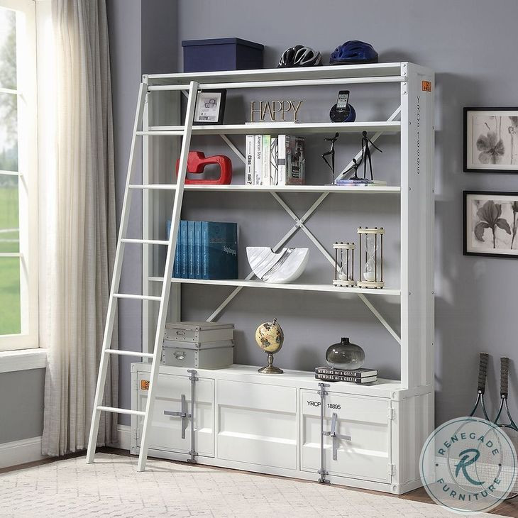 Cargo White 2 Door Bookcase with Ladder