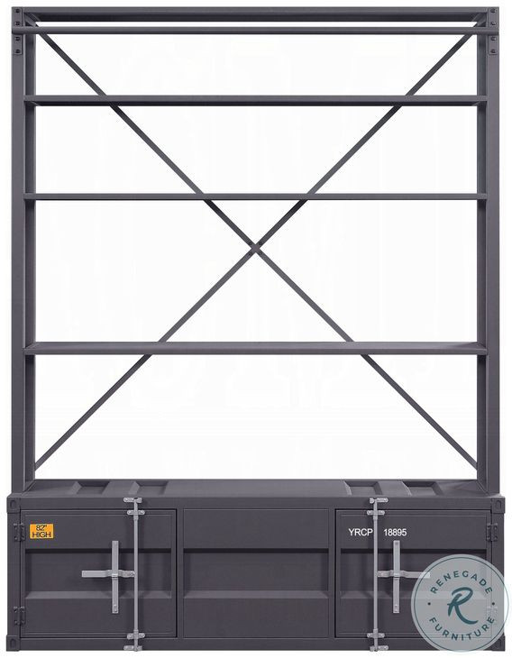 Cargo Gunmetal 2 Door Bookcase with Ladder